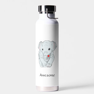 Beautifil Elephant on White Water Bottle