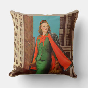 beautiful 1940s uptown girl throw pillow