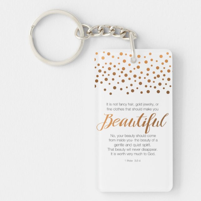 Beautiful, 1 Peter 3 Scripture Verse Keychain (Front)