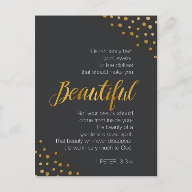 Beautiful, 1 Peter 3 Scripture Verse Postcard (Front)
