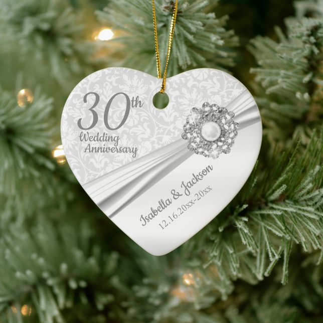 Beautiful 30th Pearl Jewel Anniversary 2 Ceramic Ornament (Tree)