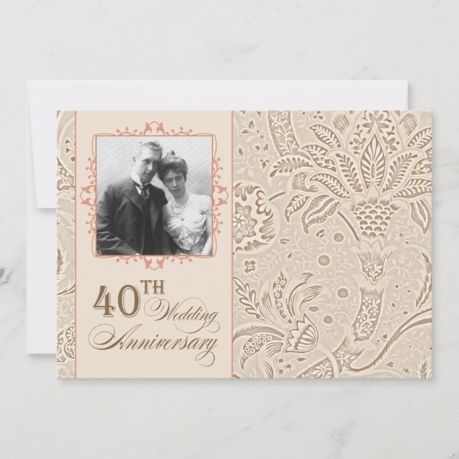beautiful 40 anniversary photo invitations (Front)
