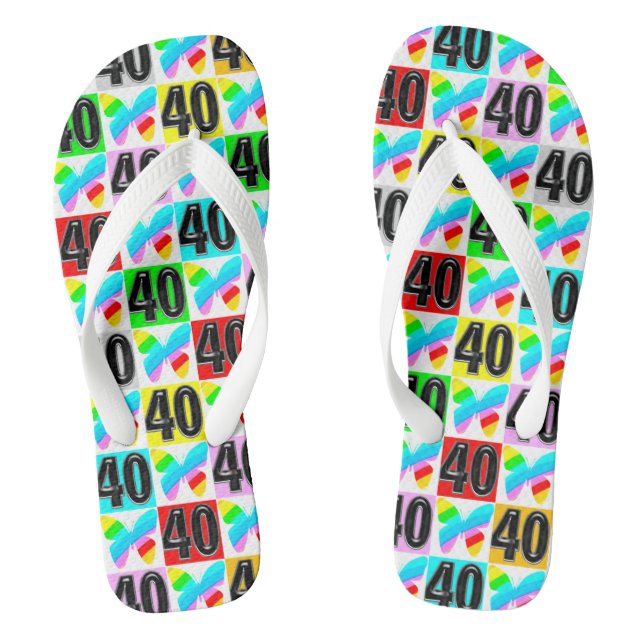 BEAUTIFUL 40TH BIRTHDAY BUTTERFLY FLIP FLOPS (Footbed)