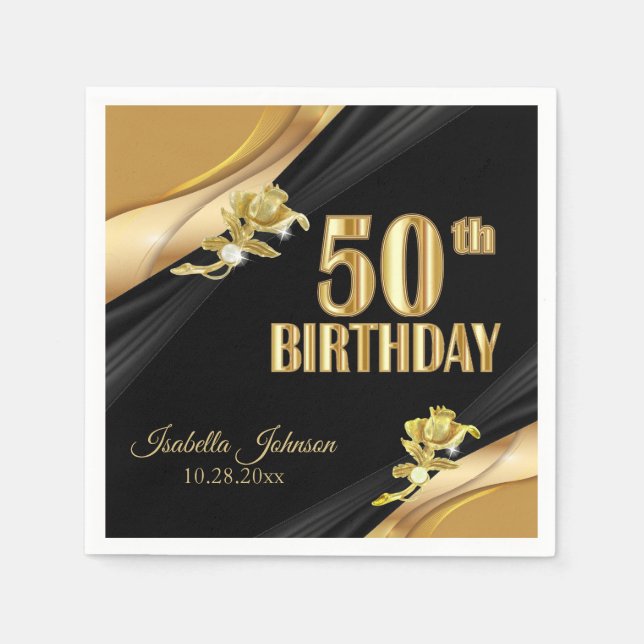 Beautiful 50th Birthday Napkin (Front)