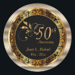 Beautiful 50th Golden Wedding Anniversary Classic Round Sticker<br><div class="desc">Stickers - Beautiful 50th Golden Wedding Anniversary in a beautiful faux metallic gold with DIY Text. Can also be made for other occasions such as a birthday, years in business, years of service, etc... by simply changing the wording. 📌 If you need further customization, please click the "Click to Customize...</div>