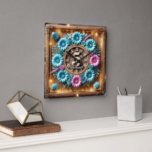 Beautiful 5th Wedding Anniversary Square Wall Clock