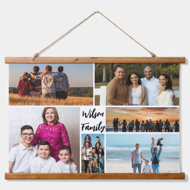 Beautiful 6 Family Photo Collage Personalized Hanging Tapestry (Front)