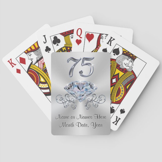 Beautiful, 75th Birthday Party Favours Any Occasio Playing Cards (Back)