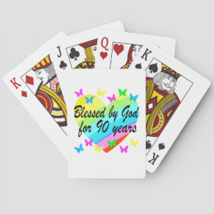 BEAUTIFUL 90TH CHRISTIAN BIRTHDAY PRAYER DESIGN PLAYING CARDS