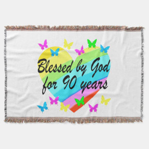 BEAUTIFUL 90TH CHRISTIAN BIRTHDAY PRAYER DESIGN THROW BLANKET