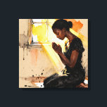Beautiful Abstract African=American Woman Praying Canvas Print<br><div class="desc">Faith and hope wall art. A beautiful scene of an African-American woman praying as the sun beams in on her through the windows inspiring hope.</div>
