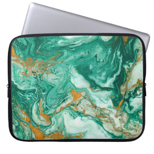 Beautiful abstract background. Golden and dark gre Laptop Sleeve