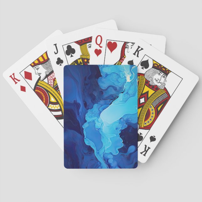 Beautiful Abstract Blue Modern Artistic Fluid Art Playing Cards (Back)