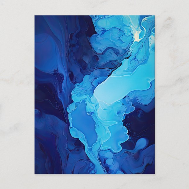 Beautiful Abstract Blue Modern Artistic Fluid Art Postcard (Front)