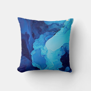Beautiful Abstract Blue Modern Artistic Fluid Art Throw Pillow