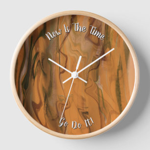 Beautiful Abstract Brown Marble Liquified Clock