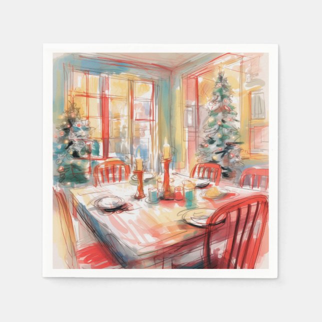 Beautiful Abstract Christmas Dinner Table Setting Napkin (Front)