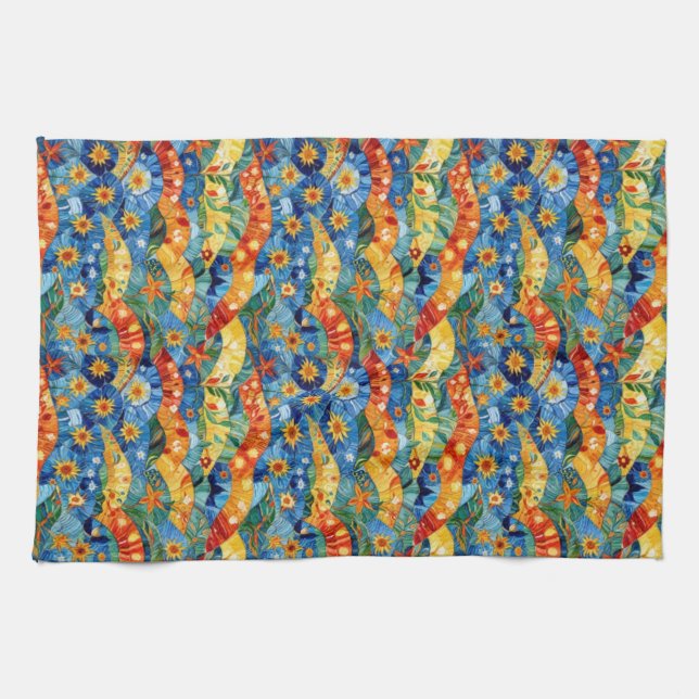 Beautiful abstract colourful design kitchen towel (Horizontal)