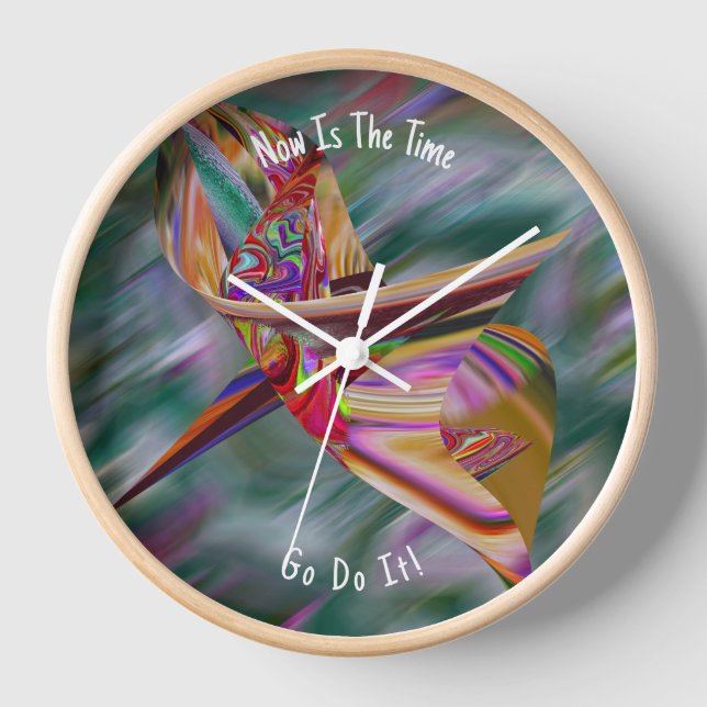 Beautiful Abstract Colourful Marble Liquified Clock (Front)