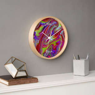 Beautiful Abstract Colourful Marble Liquified Clock