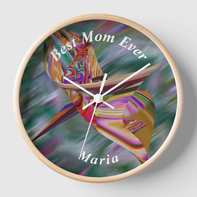 Beautiful Abstract Colourful Marble Liquified Clock (Front)