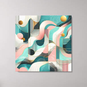 Beautiful Abstract in Pink, Teal, Gold Canvas Print