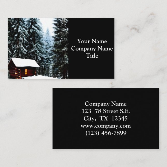 Beautiful Abstract Little Winter Cabin Business Card (Front/Back)