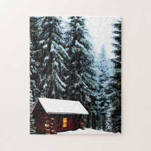 Beautiful Abstract Little Winter Cabin Jigsaw Puzzle