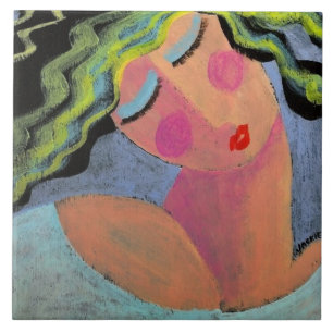 Beautiful Abstract Portrait of a Woman Tile