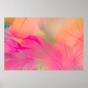 Beautiful abstract purple and blue feathers on whi poster