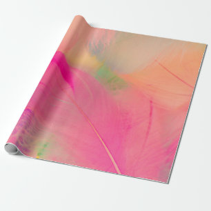Beautiful abstract purple and blue feathers on whi wrapping paper