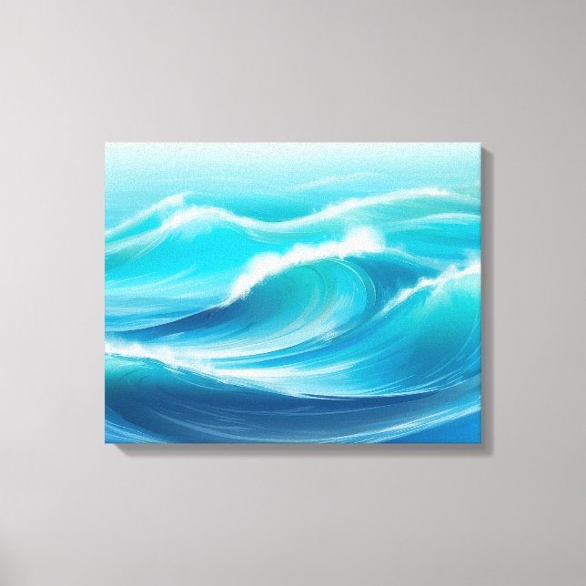 Beautiful Abstract Soft Blue Ocean Splash Waves  Canvas Print (Front)
