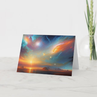 Beautiful Abstract Space Night Sky stars  Thank You Card