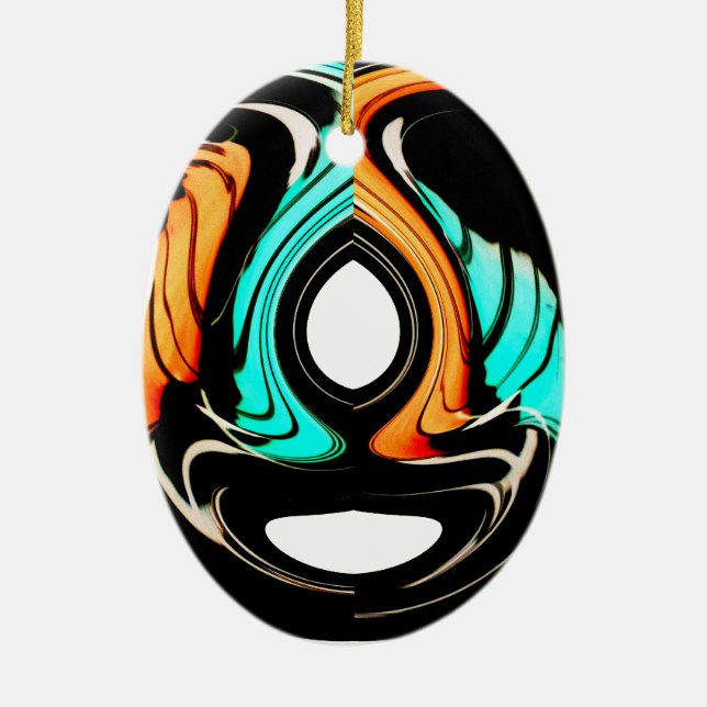 Beautiful Abstract Swirls Art Print Ceramic Ornament (Front)