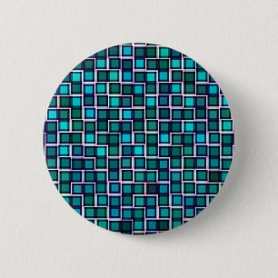 Beautiful Abstract Tile Pattern in Blue 2 Inch Round Button