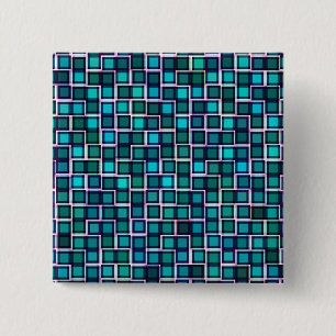 Beautiful Abstract Tile Pattern in Blue 2 Inch Square Button