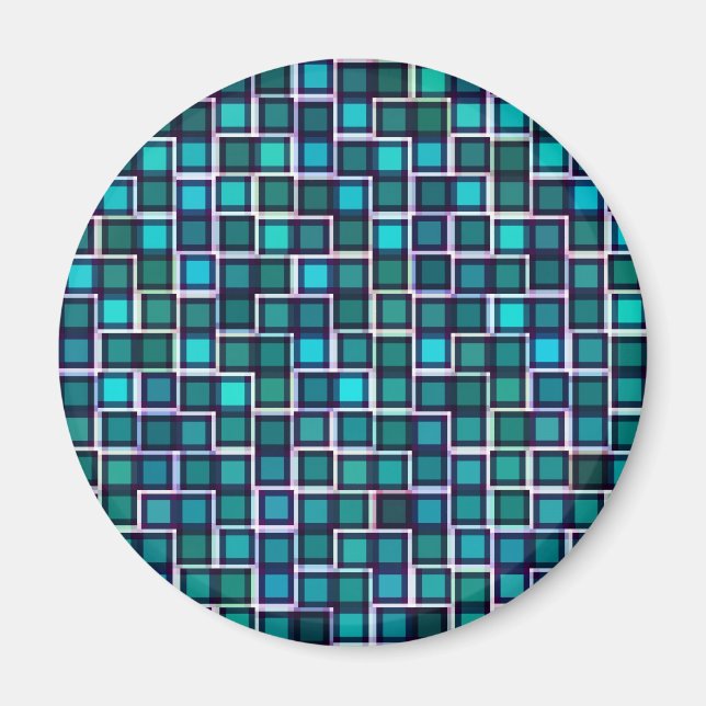 Beautiful Abstract Tile Pattern in Blue Magnet (Front)