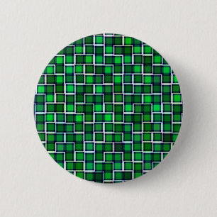 Beautiful Abstract Tile Pattern in Green 2 Inch Round Button