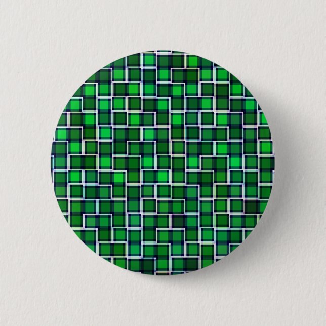 Beautiful Abstract Tile Pattern in Green 2 Inch Round Button (Front)