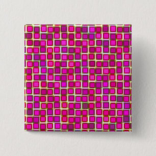 Beautiful Abstract Tile Pattern in Pink 2 Inch Square Button