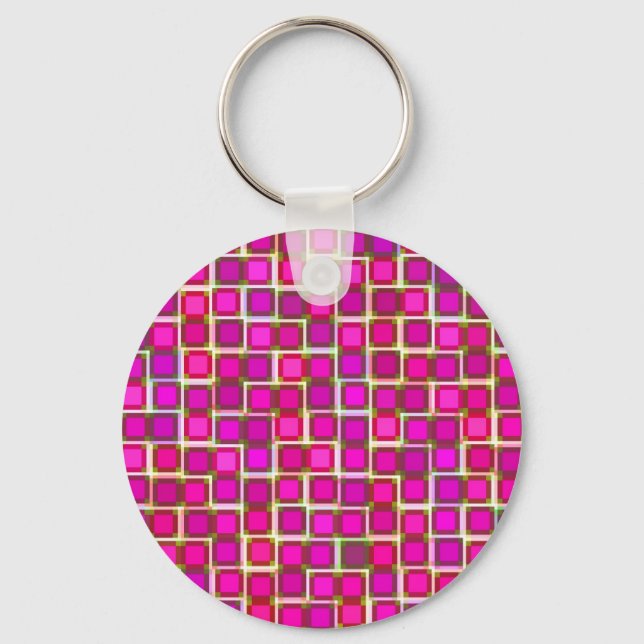 Beautiful Abstract Tile Pattern in Pink Keychain (Front)