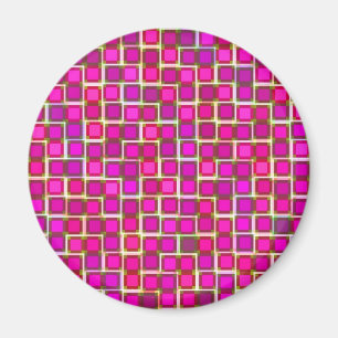 Beautiful Abstract Tile Pattern in Pink Magnet