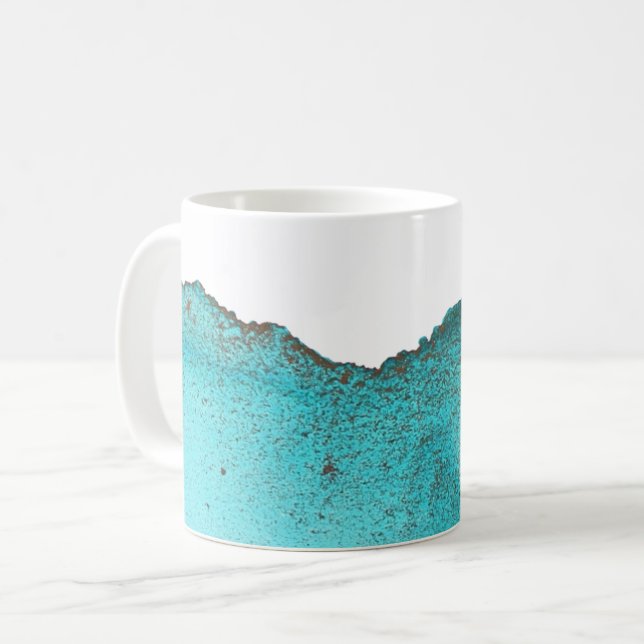 Beautiful Abstract Turquoise Gold Ink Art Coffee Mug (Front Left)
