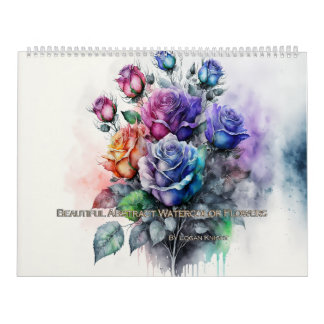 Beautiful Abstract Watercolor Flowers Calendar