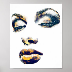 Beautiful Abstract Womans face gold makeup beauty Poster
