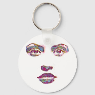 beautiful abstract womans face makeup beauty art keychain