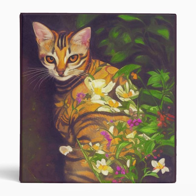 Beautiful Abyssinian Cat in a Midnight Garden   Binder (Front)