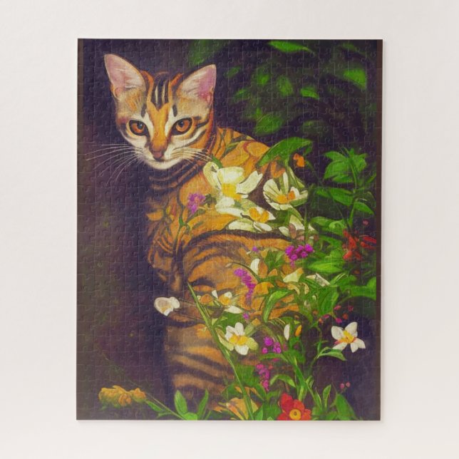 Beautiful Abyssinian Cat in a Midnight Garden   Jigsaw Puzzle (Vertical)