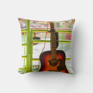 Beautiful Acoustic Guitar Throw Pillow