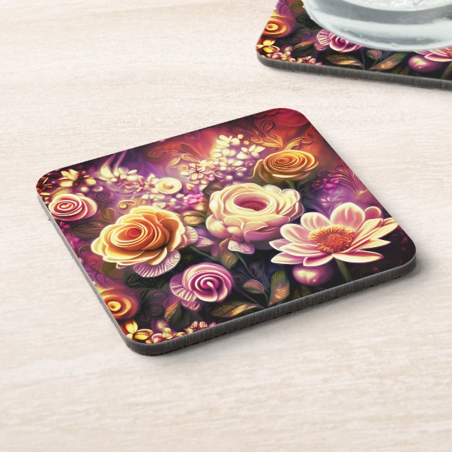 Beautiful Acrylic Flower Pattern Beverage Coaster (Left Side)